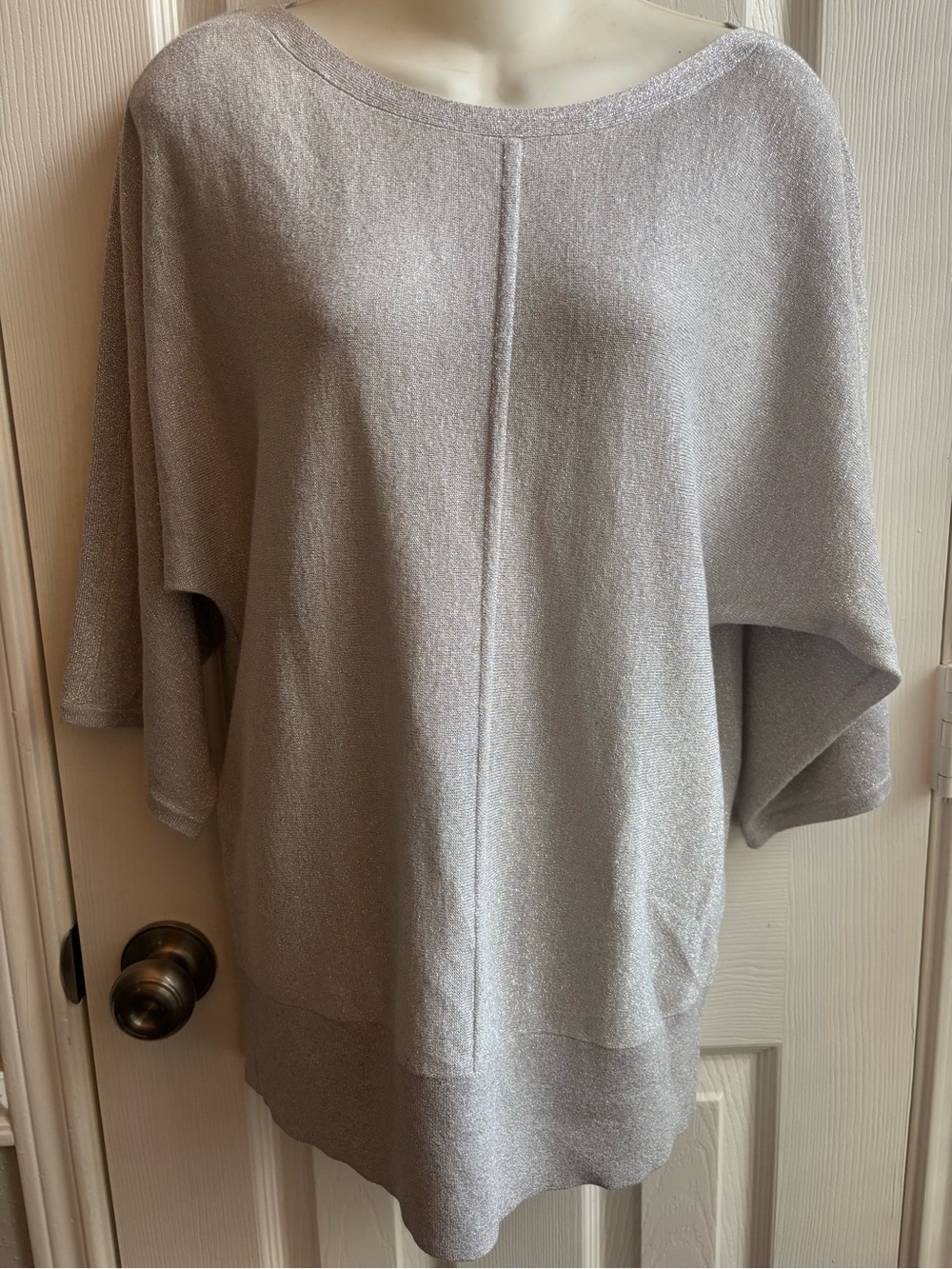 Talbots Silver Shimmery Knit Sweater Sz M